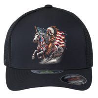 Indigenous Peoples Day 4th Of July Native American Day Flag Indian Riding Horse Flexfit Unipanel Trucker Cap