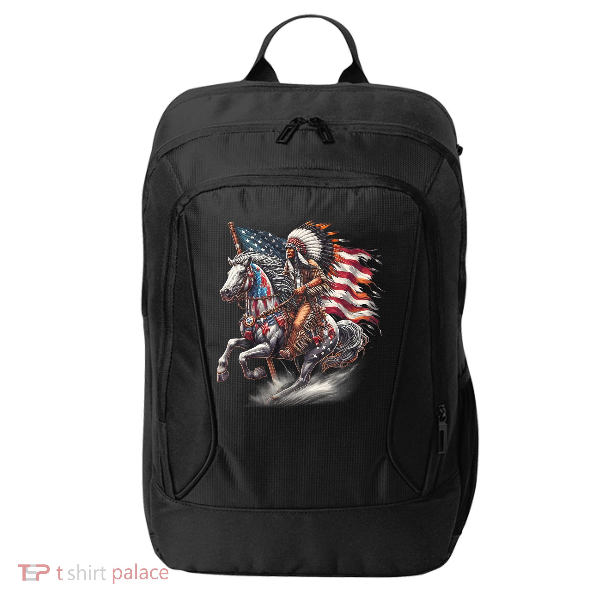 Indigenous Peoples Day 4th Of July Native American Day Flag Indian Riding Horse City Backpack