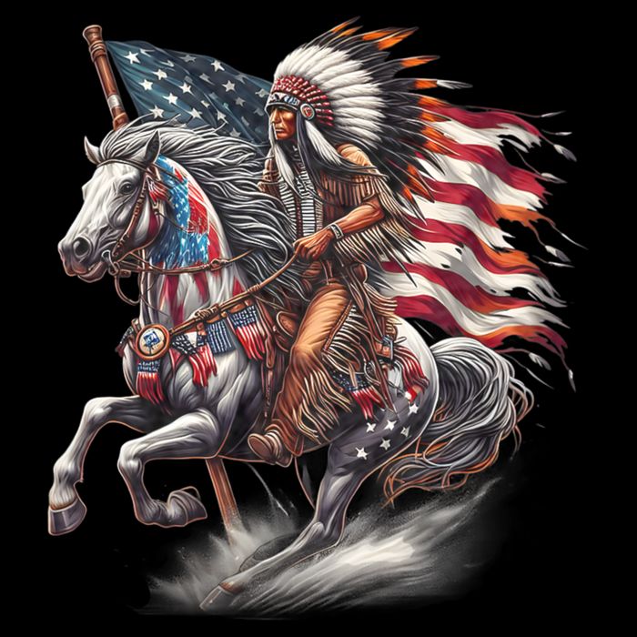 Indigenous Peoples Day 4th Of July Native American Day Flag Indian Riding Horse Button
