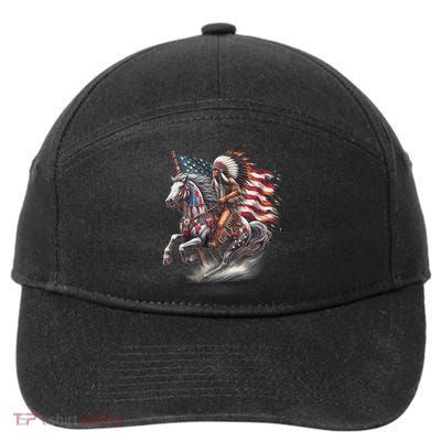 Indigenous Peoples Day 4th Of July Native American Day Flag Indian Riding Horse 7-Panel Snapback Hat