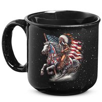 Indigenous Peoples Day 4th Of July Native American Day Flag Indian Riding Horse 15oz Campfire Ceramic Mug