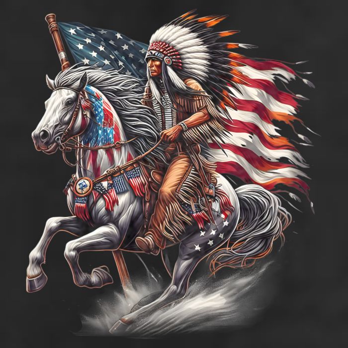 Indigenous Peoples Day 4th Of July Native American Day Flag Indian Riding Horse 15oz Campfire Ceramic Mug