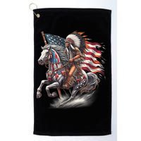 Indigenous Peoples Day 4th Of July Native American Day Flag Indian Riding Horse Golf Towel