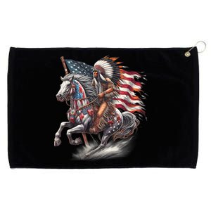 Indigenous Peoples Day 4th Of July Native American Day Flag Indian Riding Horse Grommeted Golf Towel