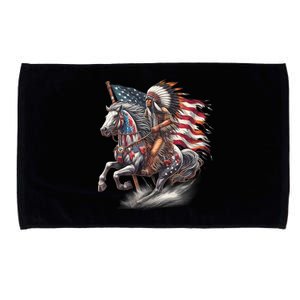 Indigenous Peoples Day 4th Of July Native American Day Flag Indian Riding Horse Microfiber Hand Towel