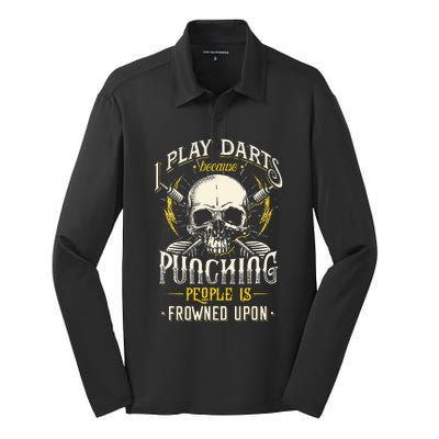 I Play Darts Because Punching People Is Frowned Upon Silk Touch Performance Long Sleeve Polo