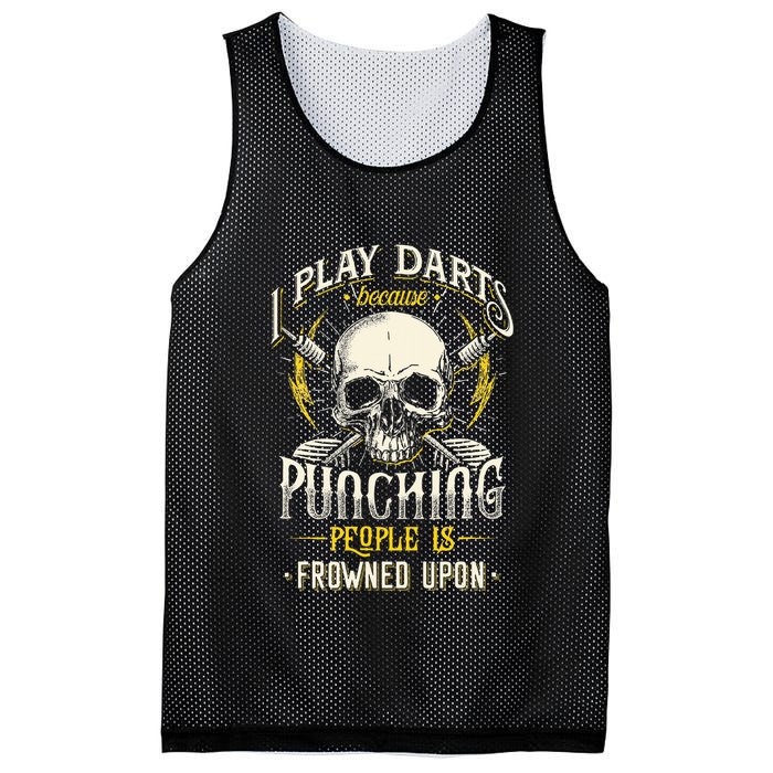 I Play Darts Because Punching People Is Frowned Upon Mesh Reversible Basketball Jersey Tank