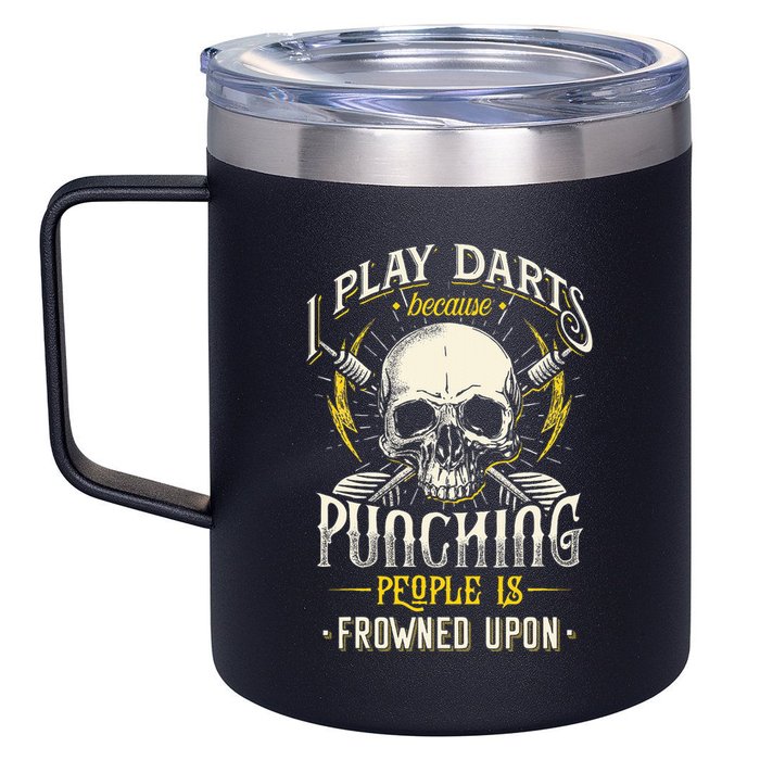 I Play Darts Because Punching People Is Frowned Upon 12oz Stainless Steel Coffee Mug