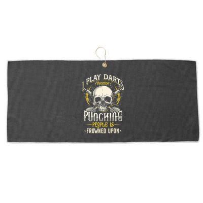 I Play Darts Because Punching People Is Frowned Upon Large Microfiber Waffle Golf Towel