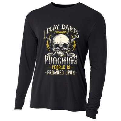 I Play Darts Because Punching People Is Frowned Upon Cooling Performance Long Sleeve Crew