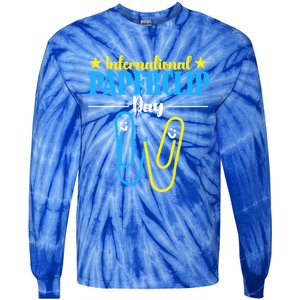 International Paperclip Day 29th May Papeclip Day Gift Tie-Dye Long Sleeve Shirt