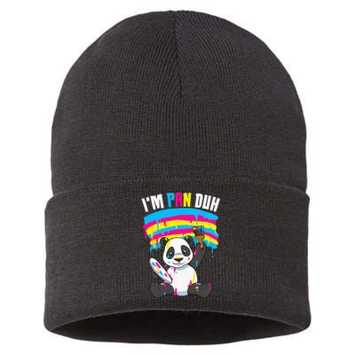 I'm Pan Duh Panda Pansexual Pride Rainbow LGBT Sustainable Knit Beanie