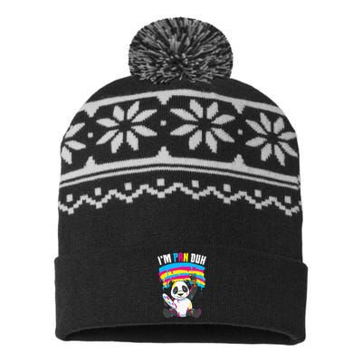 I'm Pan Duh Panda Pansexual Pride Rainbow LGBT USA-Made Snowflake Beanie