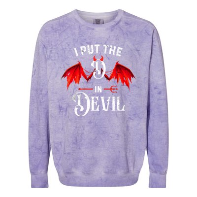 I Put D In Devil Matching Couple Funny Halloween Colorblast Crewneck Sweatshirt