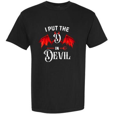 I Put D In Devil Matching Couple Funny Halloween Garment-Dyed Heavyweight T-Shirt