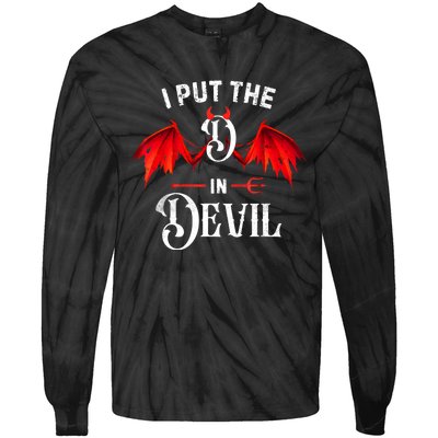 I Put D In Devil Matching Couple Funny Halloween Tie-Dye Long Sleeve Shirt