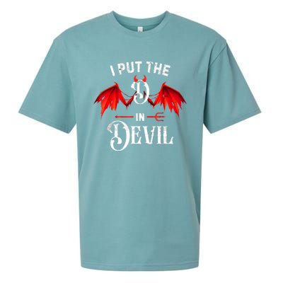 I Put D In Devil Matching Couple Funny Halloween Sueded Cloud Jersey T-Shirt