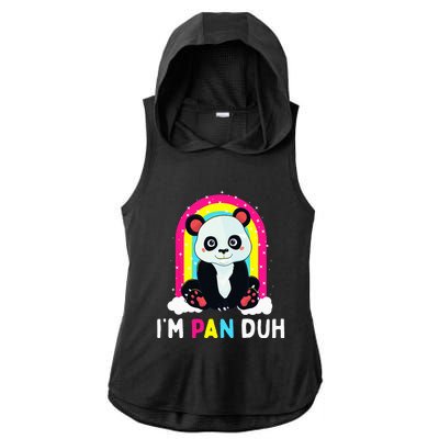 I'm Pan Duh Pansexual Pride Panda Rainbow Flag LGBT Gift Ladies PosiCharge Tri-Blend Wicking Draft Hoodie Tank