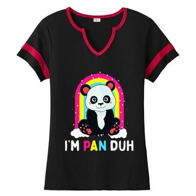 I'm Pan Duh Pansexual Pride Panda Rainbow Flag LGBT Gift Ladies Halftime Notch Neck Tee