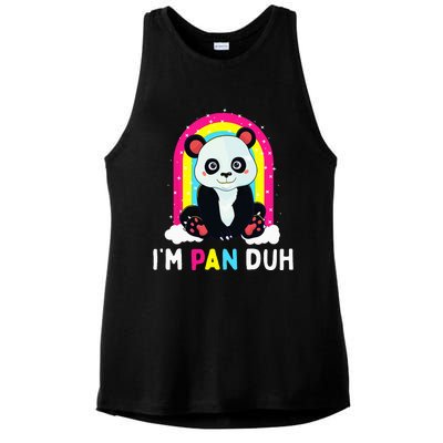 I'm Pan Duh Pansexual Pride Panda Rainbow Flag LGBT Gift Ladies PosiCharge Tri-Blend Wicking Tank