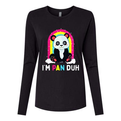 I'm Pan Duh Pansexual Pride Panda Rainbow Flag LGBT Gift Womens Cotton Relaxed Long Sleeve T-Shirt