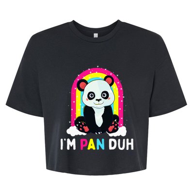 I'm Pan Duh Pansexual Pride Panda Rainbow Flag LGBT Gift Bella+Canvas Jersey Crop Tee