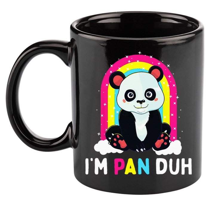 I'm Pan Duh Pansexual Pride Panda Rainbow Flag LGBT Gift 11oz C Handle Ceramic Mug