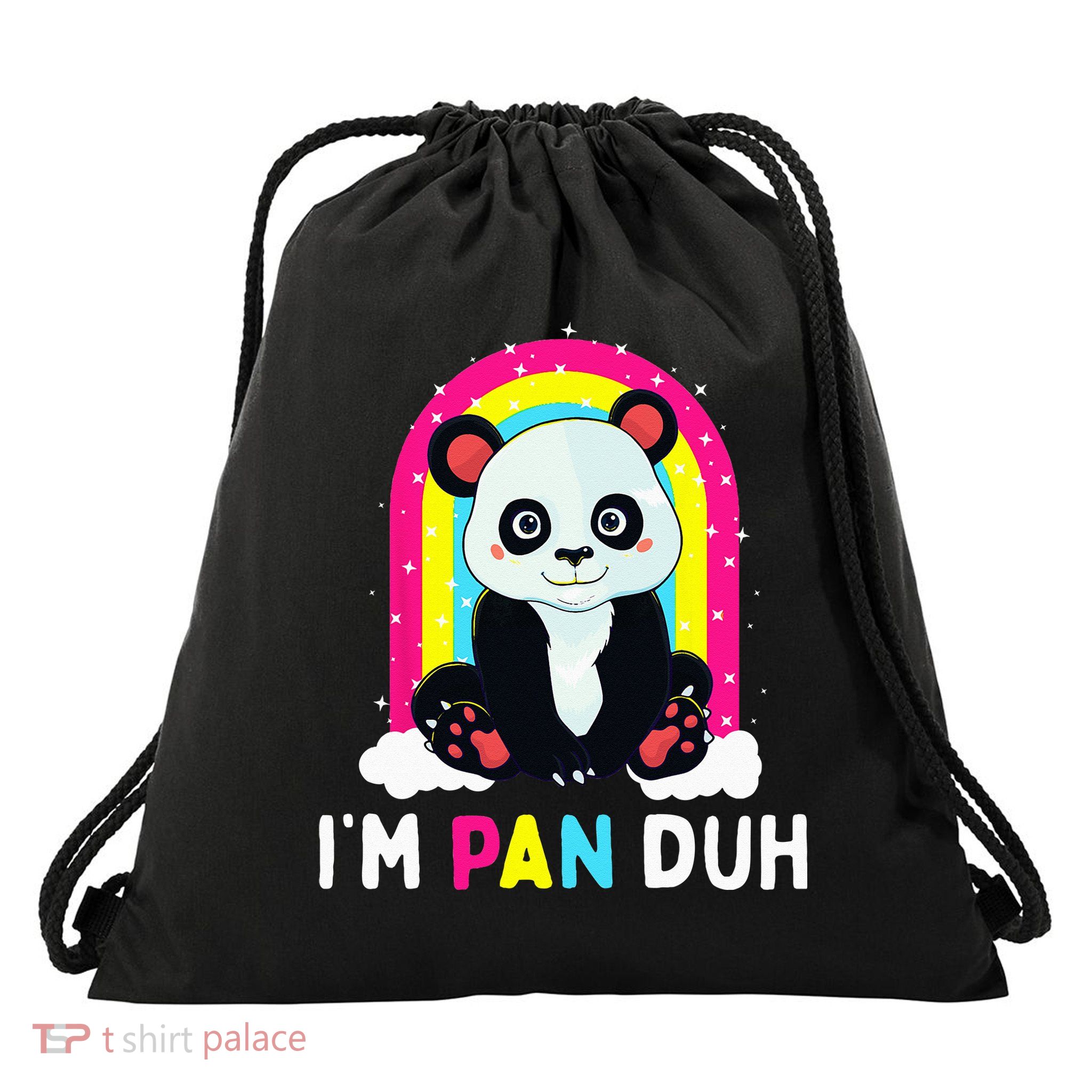 I'm Pan Duh Pansexual Pride Panda Rainbow Flag LGBT Gift Drawstring Bag
