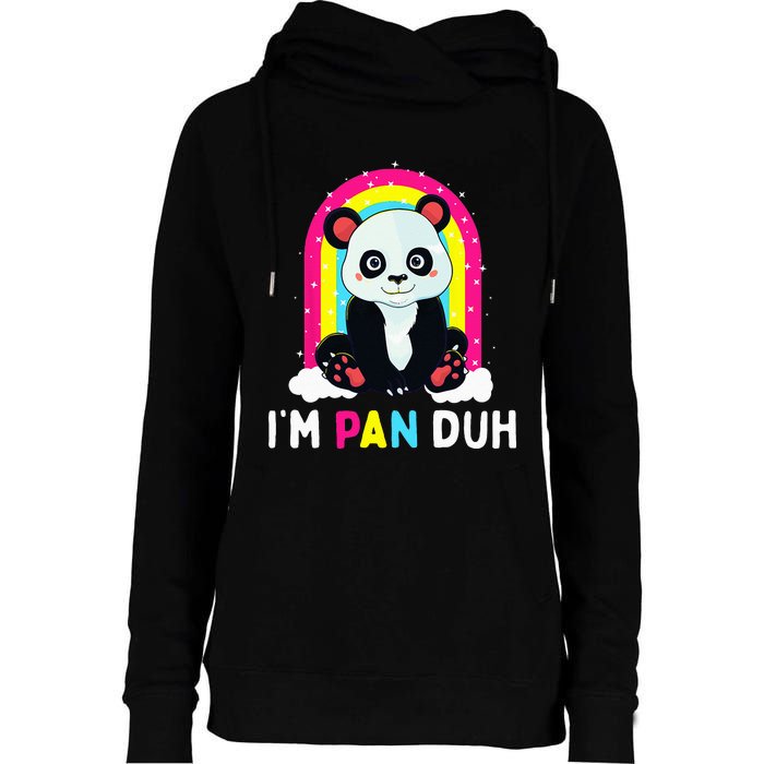 I'm Pan Duh Pansexual Pride Panda Rainbow Flag LGBT Gift Womens Funnel Neck Pullover Hood