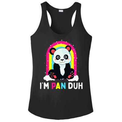 I'm Pan Duh Pansexual Pride Panda Rainbow Flag LGBT Gift Ladies PosiCharge Competitor Racerback Tank