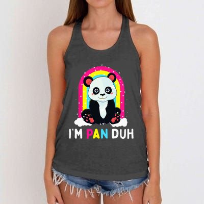 I'm Pan Duh Pansexual Pride Panda Rainbow Flag LGBT Gift Women's Knotted Racerback Tank