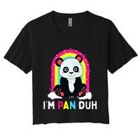 I'm Pan Duh Pansexual Pride Panda Rainbow Flag LGBT Gift Women's Crop Top Tee