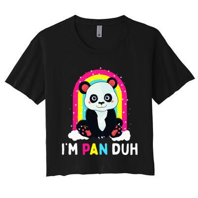 I'm Pan Duh Pansexual Pride Panda Rainbow Flag LGBT Gift Women's Crop Top Tee