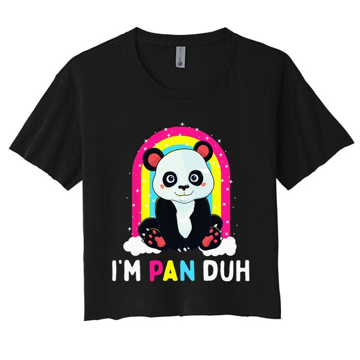 I'm Pan Duh Pansexual Pride Panda Rainbow Flag LGBT Gift Women's Crop Top Tee