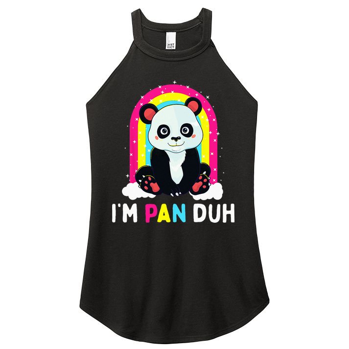 I'm Pan Duh Pansexual Pride Panda Rainbow Flag LGBT Gift Women's Perfect Tri Rocker Tank