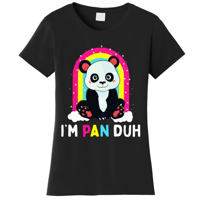 I'm Pan Duh Pansexual Pride Panda Rainbow Flag LGBT Gift Women's T-Shirt