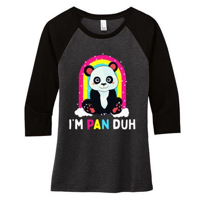 I'm Pan Duh Pansexual Pride Panda Rainbow Flag LGBT Gift Women's Tri-Blend 3/4-Sleeve Raglan Shirt