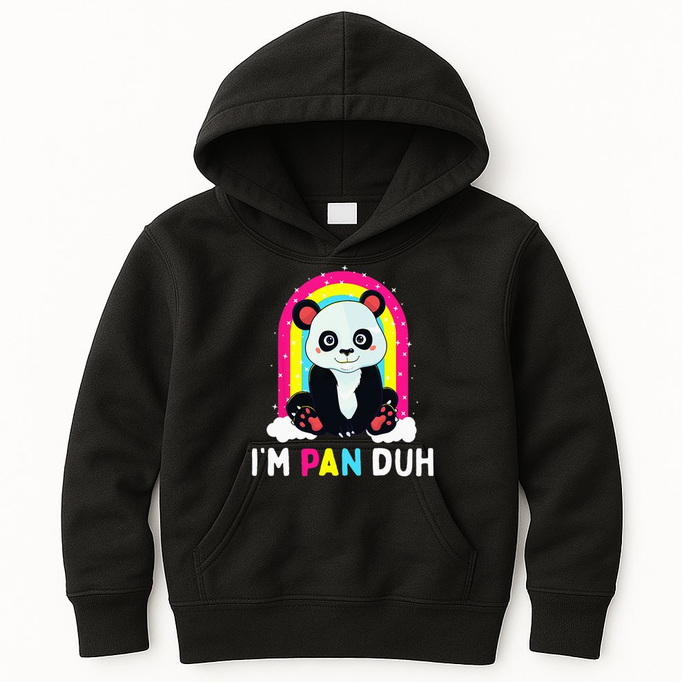I'm Pan Duh Pansexual Pride Panda Rainbow Flag LGBT Gift Kids Hoodie