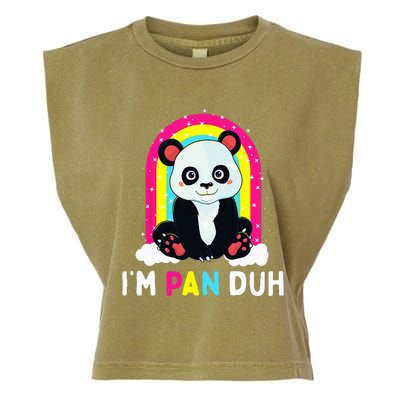 I'm Pan Duh Pansexual Pride Panda Rainbow Flag LGBT Gift Garment-Dyed Women's Muscle Tee