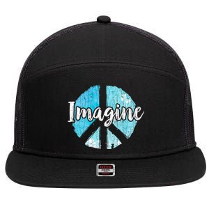 International Peace Day Imagine Funny Love World Graphic Gift 7 Panel Mesh Trucker Snapback Hat