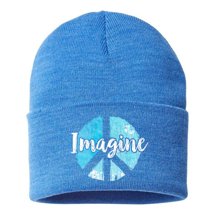 International Peace Day Imagine Funny Love World Graphic Gift Sustainable Knit Beanie