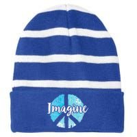 International Peace Day Imagine Funny Love World Graphic Gift Striped Beanie with Solid Band