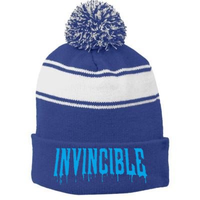 Invincible  Paint Drip Logo  Stripe Pom Pom Beanie