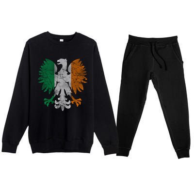 Irish Polish Eagle Flag Meaningful Gift Premium Crewneck Sweatsuit Set