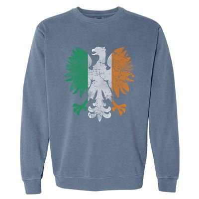 Irish Polish Eagle Flag Meaningful Gift Garment-Dyed Sweatshirt