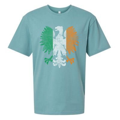 Irish Polish Eagle Flag Meaningful Gift Sueded Cloud Jersey T-Shirt