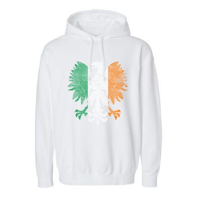 Irish Polish Eagle Flag Meaningful Gift Garment-Dyed Fleece Hoodie