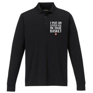 I Put Easter Egg In Basket Funny Pregnancy Announcet Dad Cool Gift Performance Long Sleeve Polo