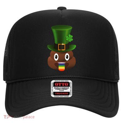Leprechaun Poop Emoji High Crown Mesh Back Trucker Hat