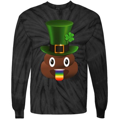 Leprechaun Poop Emoji Tie-Dye Long Sleeve Shirt